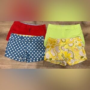 J. Crew Women's Shorts - Red, Green, Blue Polka Dot, Yellow Print - size 4